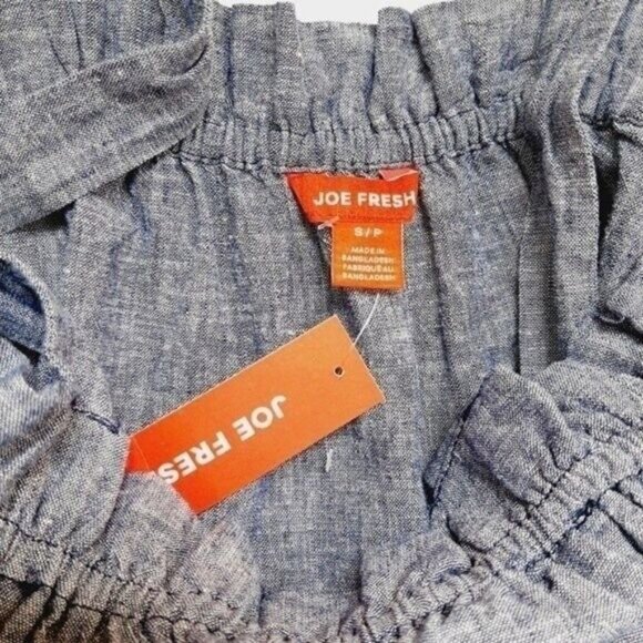 JOE FRESH Off Shoulder Short Sleeve Chambray Blue Top Sz S - Picture 9 of 13